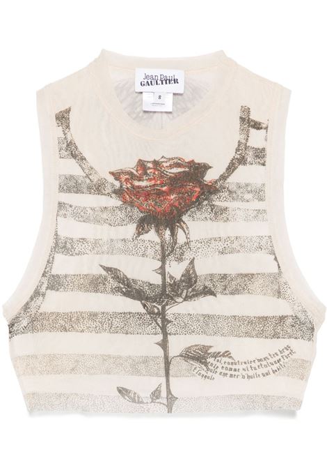 printed tattoo mariniere crop top woman ecru JEAN PAUL GAULTIER | 25/34-F-TO275-T585030030